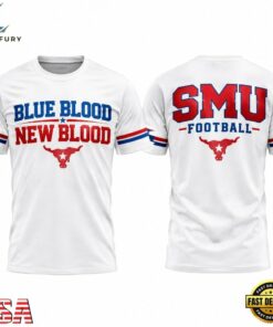 SMU Mustangs Football Blue Blood New Blood 2026 T Shirt, Viral 3D Graphic Tee Smu Mustangs Football Blue Blood New Blood 2026 T Shirt