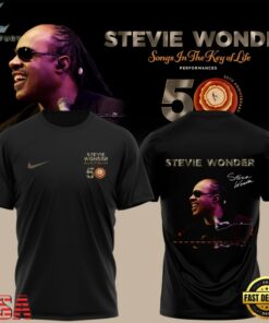 Stevie Wonder Songs in the Key of Life Performances 50th Anniversary Graphic White T Shirt, Trending Music 3D Tee Stevie Wonder Songs IN The Key OF Life Performances 50th Anniversary Graphic White T Shirt