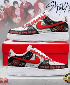 Stray Kids DOMINATE Tour Red & Black K Pop Graphic Air Force 1 Shoes, Music Lover AF1 Shoes Stray Kids Dominate Tour Red Black K Pop Graphic Air Force 1 Shoes