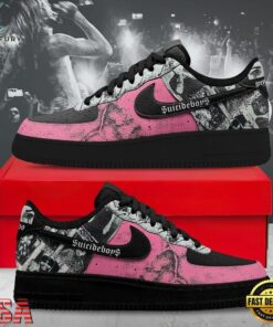 Suicideboys Hip Hop Custom Air Force 1 Shoes, G59 Pink & Black Graphic Sneakers, Music Lover AF1 Shoes Suicideboys Hip Hop Custom Air Force 1 Shoes G59 Pink Black Graphic Sneakers