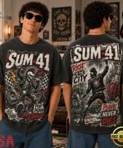 Sum 41, Pop Punk Chaos, Riot In The City 3D Shirt, Trending Music 3D Tee Sum 41 Pop Punk Chaos Riot IN The City 3D Shirt