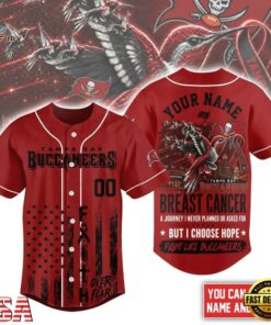 Tampa Bay Buccaneers NFL Breast Cancer Hope Over Fear Baseball Jersey, NFL Baseball Shirt Tampa Bay Buccaneers Nfl Breast Cancer Hope Over Fear Baseball Jersey