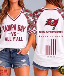 Tampa Bay Buccaneers NFL vs All Y' All United We Stand V Neck T Shirt, NFL Team V Neck Tee Tampa Bay Buccaneers Nfl VS All Y All United WE Stand V Neck T Shirt
