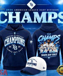 Tampa Bay Rays AL East Division Champions 2026 Navy Pullover Hoodie, Viral 3D Graphic Tee Tampa Bay Rays AL East Division Champions 2026 Navy Pullover Hoodie