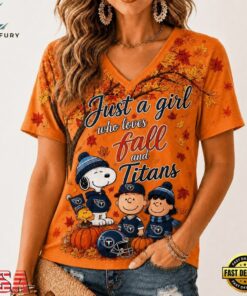 Tennessee Titans NFL Snoopy Peanuts Fall Season V Neck T Shirt, NFL Team V Neck Tee Tennessee Titans Nfl Snoopy Peanuts Fall Season V Neck T Shirt