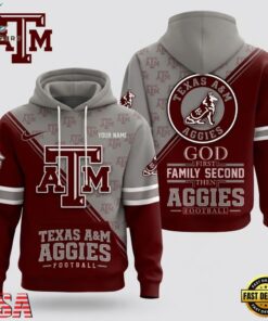 Texas A&m Aggies 2026 NCAA Personalized Faith Family Football Hoodie, NCAA 3D Graphic Tee Texas A M Aggies 2026 Ncaa Personalized Faith Family Football Hoodie