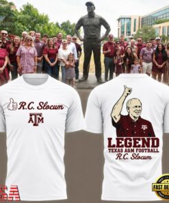 Texas A&M Aggies Honoring Coach R.C. Slocum 2026 White T Shirt, Viral 3D Graphic Tee Texas A M Aggies Honoring Coach R C Slocum 2026 White T Shirt