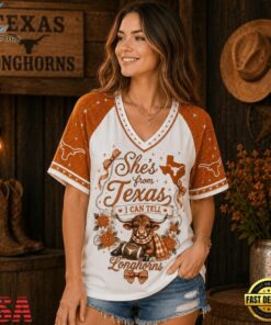 Texas Longhorns NCAA Bow and Floral Team Spirit V Neck T Shirt, NCAA V Neck Fan Shirt Texas Longhorns Ncaa Bow And Floral Team Spirit V Neck T Shirt