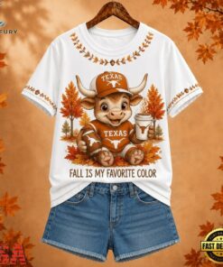 Texas Longhorns NCAA Fall Is My Favorite Color Football Unisex 3D Shirt, NCAA 3D Graphic Tee Texas Longhorns Ncaa Fall IS MY Favorite Color Football Unisex 3D Shirt