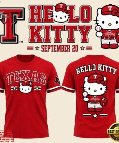Texas Rangers x Hello Kitty 2026 Viva Tejas Graphic T Shirt, Viral 3D Graphic Tee Texas Rangers X Hello Kitty 2026 Viva Tejas Graphic T Shirt