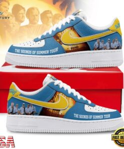 The Beach Boys Sounds Of Summer Tour Tropical Blue & Yellow Rock Graphic Air Force 1 Shoes, Music Lover AF1 Shoes The Beach Boys Sounds OF Summer Tour Tropical Blue Yellow Rock Graphic Air Force 1 Shoes