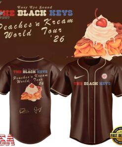 The Black Keys Peaches N Kream World Tour 2026 Signed Baseball Jersey, Music Artist Baseball Jersey The Black Keys Peaches N Kream World Tour 2026 Signed Baseball Jersey