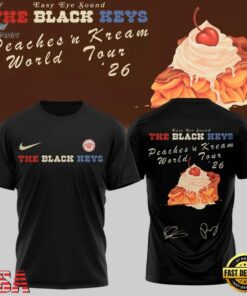 The Black Keys Peaches N Kream World Tour 2026 Signed Black 3D Shirt, Trending Music 3D Tee The Black Keys Peaches N Kream World Tour 2026 Signed Black 3D Shirt
