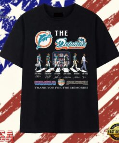 The Dolphins Miami Legends Signatures Abbey Road Graphic T Shirt, Trendy 2D Print Shirt The Dolphins Miami Legends Signatures Abbey Road Graphic T Shirt