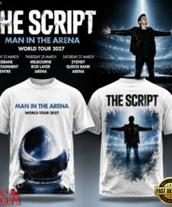 The Script Man In The Arena Tour 2026 White T Shirt, Trending Music 3D Tee The Script Man IN The Arena Tour 2026 White T Shirt
