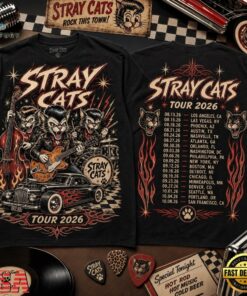The Stray Cats Tour 2026 Vintage Rockabilly 3D Shirt, Trending Music 3D Tee The Stray Cats Tour 2026 Vintage Rockabilly 3D Shirt