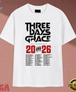 Three Days Grace 2026 World Tour Dates White T Shirt, Music 2D Graphic Tee Three Days Grace 2026 World Tour Dates White T Shirt