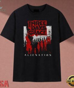 Three Days Grace Alienation Red Silhouette Graphic T Shirt, Music 2D Graphic Tee Three Days Grace Alienation Red Silhouette Graphic T Shirt