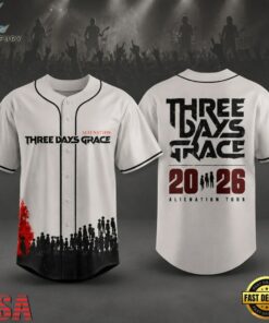 Three Days Grace Alienation Tour 2026 Baseball Jersey, Music Artist Baseball Jersey Three Days Grace Alienation Tour 2026 Baseball Jersey