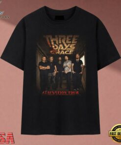 Three Days Grace Stencil Block Logo Alienation Graphic T Shirt, Music 2D Graphic Tee Three Days Grace Stencil Block Logo Alienation Graphic T Shirt