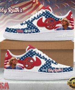 Toby Keith Red White And Blue Patriotic Country Music Graphic Air Force 1 Shoes, Music Lover AF1 Shoes Toby Keith Red White And Blue Patriotic Country Music Graphic Air Force 1 Shoes