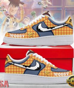 Toy Story Woody Custom Air Force 1 Shoes, Sheriff Yellow Plaid Graphic Sneakers, Music Lover AF1 Shoes Toy Story Woody Custom Air Force 1 Shoes Sheriff Yellow Plaid Graphic Sneakers