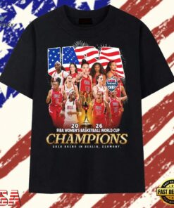USA Women's Basketball FIBA World Cup Champions Vintage Graphic T Shirt, Trendy 2D Print Shirt Usa Women S Basketball Fiba World Cup Champions Vintage Graphic T Shirt