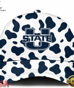 Utah State Aggies Football Cow Print Gameday 2026 Cap, Fashion Baseball Cap Utah State Aggies Football Cow Print Gameday 2026 Cap