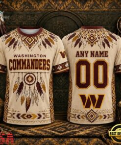 Washington Commanders 2026 NFL Native American Heritage 3D Shirt, Sports Fans 3D Shirt Washington Commanders 2026 Nfl Native American Heritage 3D Shirt