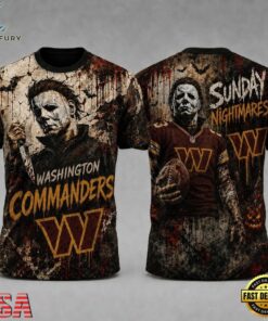 Washington Commanders NFL Michael Myers Sunday Nightmares Horror Halloween 3D T Shirt, Sports Fans 3D Shirt Washington Commanders Nfl Michael Myers Sunday Nightmares Horror Halloween 3D T Shirt