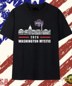 Washington Mystics 2026 City Skyline Roster Basketball T Shirt, Trendy 2D Print Shirt Washington Mystics 2026 City Skyline Roster Basketball T Shirt