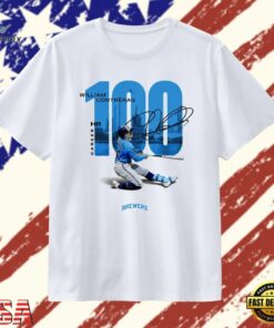 William Contreras Milwaukee Brewers Career 100 HR Signature T Shirt, Trendy 2D Print Shirt William Contreras Milwaukee Brewers Career 100 HR Signature T Shirt