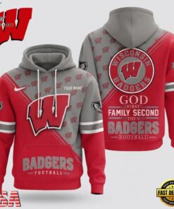 Wisconsin Badgers 2026 NCAA Personalized Faith Family Football Hoodie, NCAA 3D Graphic Tee Wisconsin Badgers 2026 Ncaa Personalized Faith Family Football Hoodie