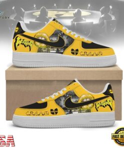 Wu Tang Clan CREAM Yellow & Black Hip Hop Graphic Air Force 1 Shoes, Music Lover AF1 Shoes WU Tang Clan Cream Yellow Black Hip Hop Graphic Air Force 1 Shoes