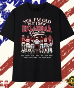 Yes I'm Old But I Saw Oklahoma Greatness Signatures Vintage T Shirt, Trendy 2D Print Shirt Yes I M Old But I Saw Oklahoma Greatness Signatures Vintage T Shirt