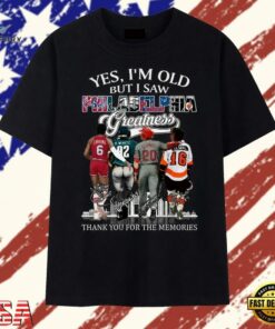 Yes I'm Old But I Saw Philadelphia Greatness Signatures Graphic T Shirt, Trendy 2D Print Shirt Yes I M Old But I Saw Philadelphia Greatness Signatures Graphic T Shirt
