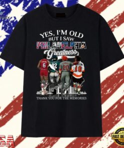 Yes I'm Old But I Saw Philadelphia Greatness Signatures Vintage T Shirt, Trendy 2D Print Shirt Yes I M Old But I Saw Philadelphia Greatness Signatures Vintage T Shirt