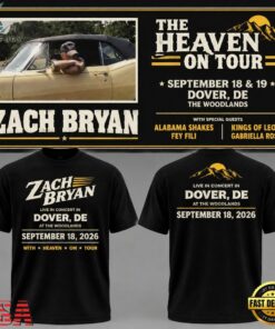 Zach Bryan With Heaven On Tour 2026 Dover T Shirt, Trending Music 3D Tee Zach Bryan With Heaven ON Tour 2026 Dover T Shirt