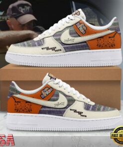 Zach Bryan With Heaven On Tour Plaid & Orange Country Music Air Force 1 Shoes, Music Lover AF1 Shoes Zach Bryan With Heaven ON Tour Plaid Orange Country Music Air Force 1 Shoes