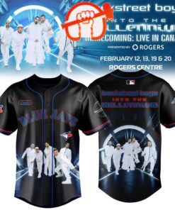 Toronto Blue Jays x Backstreet Boys Into The Millennium Homecoming Live in Canada Black Baseball Jersey, Music Artist Baseball Jersey Toronto Blue Jays X Backstreet Boys Into The Millennium Homecoming Live IN Canada Black Baseball Jersey