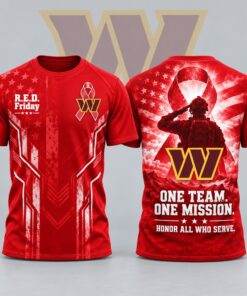 Washington Commanders NFL RED Friday One Team One Mission Patriotic Soldier Tribute T Shirt, Sports Fans 3D Shirt Washington Commanders Nfl Red Friday One Team One Mission Patriotic Soldier Tribute T Shirt