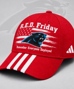 Carolina Panthers NFL RED Friday Patriotic American Flag Remember Everyone Deployed Three Stripe Baseball Cap, Football Limited Edition Cap Carolina Panthers Nfl Red Friday Patriotic American Flag Remember Everyone Deployed Three Stripe Baseball Cap