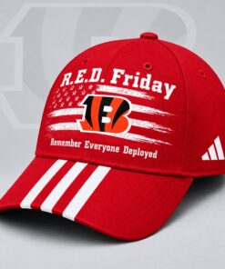 Cincinnati Bengals NFL RED Friday Patriotic American Flag Remember Everyone Deployed Three Stripe Baseball Cap, Football Limited Edition Cap Cincinnati Bengals Nfl Red Friday Patriotic American Flag Remember Everyone Deployed Three Stripe Baseball Cap