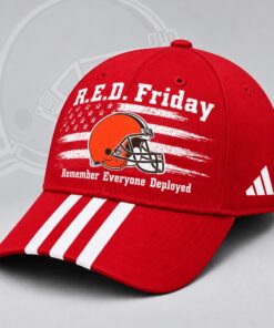 Cleveland Browns NFL RED Friday Patriotic American Flag Remember Everyone Deployed Three Stripe Baseball Cap, Football Limited Edition Cap Cleveland Browns Nfl Red Friday Patriotic American Flag Remember Everyone Deployed Three Stripe Baseball Cap