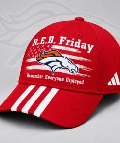 Denver Broncos NFL RED Friday Patriotic American Flag Remember Everyone Deployed Three Stripe Baseball Cap, Football Limited Edition Cap Denver Broncos Nfl Red Friday Patriotic American Flag Remember Everyone Deployed Three Stripe Baseball Cap
