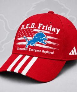 Detroit Lions NFL RED Friday Patriotic American Flag Remember Everyone Deployed Three Stripe Baseball Cap, Football Limited Edition Cap Detroit Lions Nfl Red Friday Patriotic American Flag Remember Everyone Deployed Three Stripe Baseball Cap
