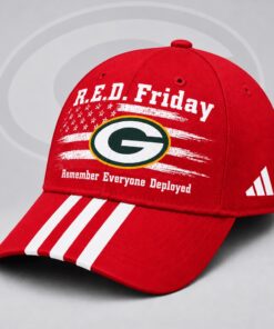Green Bay Packers NFL RED Friday Patriotic American Flag Remember Everyone Deployed Three Stripe Baseball Cap, Football Limited Edition Cap Green Bay Packers Nfl Red Friday Patriotic American Flag Remember Everyone Deployed Three Stripe Baseball Cap