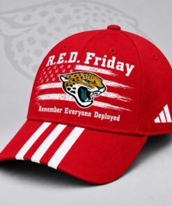 Jacksonville Jaguars NFL RED Friday Patriotic American Flag Remember Everyone Deployed Three Stripe Baseball Cap, Football Limited Edition Cap Jacksonville Jaguars Nfl Red Friday Patriotic American Flag Remember Everyone Deployed Three Stripe Baseball Cap