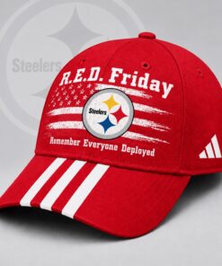 Pittsburgh Steelers NFL RED Friday Patriotic American Flag Remember Everyone Deployed Three Stripe Baseball Cap, Football Limited Edition Cap Pittsburgh Steelers Nfl Red Friday Patriotic American Flag Remember Everyone Deployed Three Stripe Baseball Cap