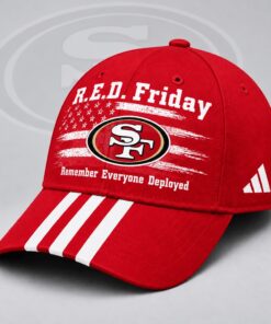 San Francisco 49ers NFL RED Friday Patriotic American Flag Remember Everyone Deployed Three Stripe Baseball Cap, Football Limited Edition Cap San Francisco 49ers Nfl Red Friday Patriotic American Flag Remember Everyone Deployed Three Stripe Baseball Cap